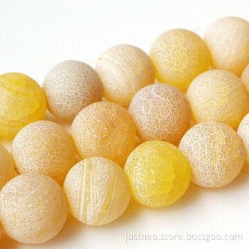 4 to 18mm round yellow frosted agate semi-precious loose beads gemstone